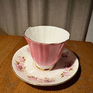 Elegant Pink Floral Mug and Saucer Set